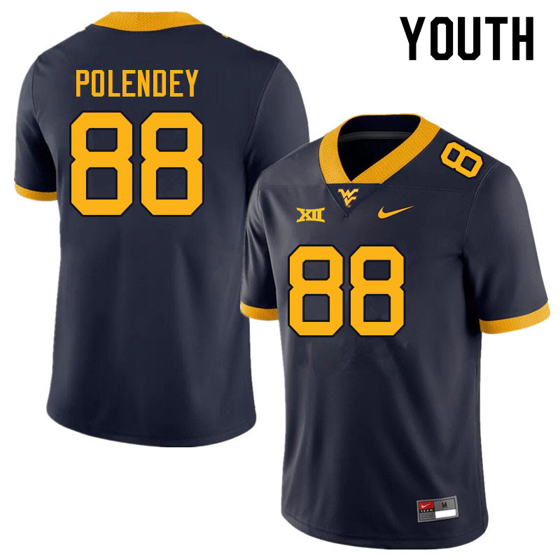 Youth #88 Brian Polendey West Virginia Mountaineers College Football Jerseys Sale-Navy - Click Image to Close